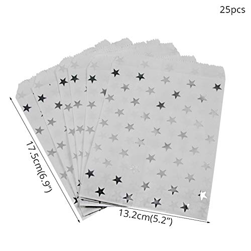 WEIGAO 25 bolsas de papel para regalo de estrellas con lunares dorados para decoración de fiestas de cumpleaños para niños, postres, dulces, bolsa de aperitivos, galletas, estilo 1