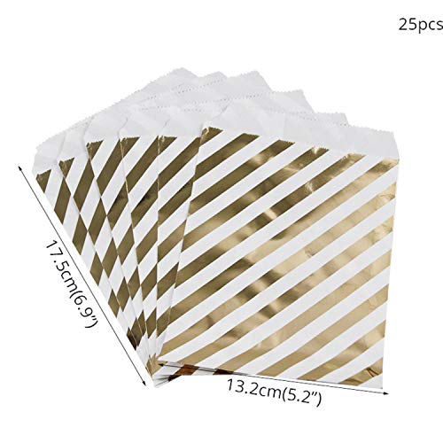 WEIGAO 25 bolsas de papel para regalo de estrellas con lunares dorados para decoración de fiestas de cumpleaños para niños, postres, dulces, bolsa de aperitivos, galletas, estilo 1