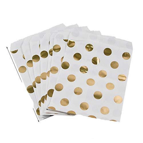 WEIGAO 25 bolsas de papel para regalo de estrellas con lunares dorados para decoración de fiestas de cumpleaños para niños, postres, dulces, bolsa de aperitivos, galletas, estilo 1