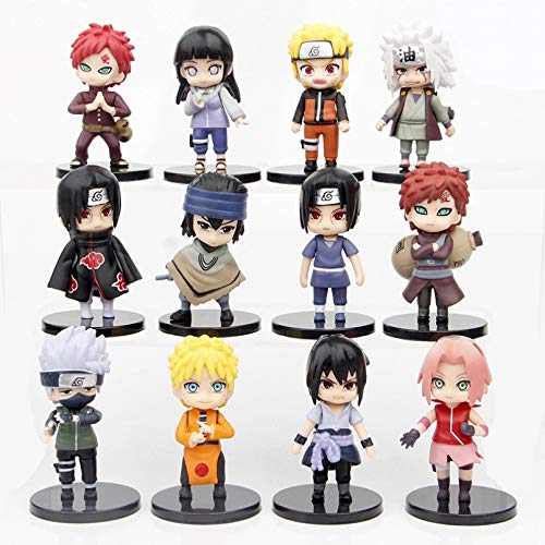 WEIPENG Figuras Anime 12 Piezas Narutopvc Figuras De Acción Sakura Kakashi Gaara Figuras De Anime En Miniatura Colección Modelo Muñecas Juguetes para Niños Conjunto