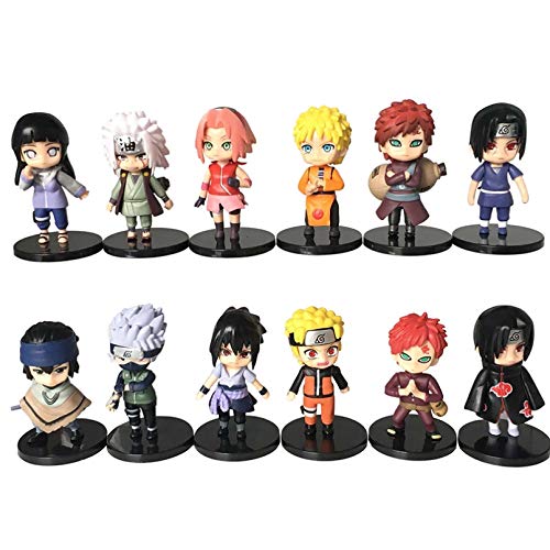 WEIPENG Figuras Anime 12 Piezas Narutopvc Figuras De Acción Sakura Kakashi Gaara Figuras De Anime En Miniatura Colección Modelo Muñecas Juguetes para Niños Conjunto