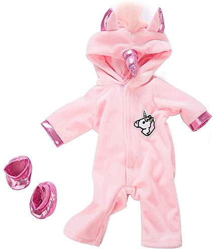 WENTS Disfraz de Unicornio Bebe Baby Born Onesie Unicorn Pelele de muñeca Ropa de Bebe Unicornio para Muñecas de Bebé en Tamaño18 (Rosado/Azul)