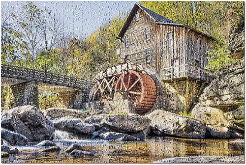 West Virginia - Babcock State Park Old Grist Mill en otoño abandonado con el río 9018193 (Puzzle de 500 piezas para adultos y familias) - Puzzle de 500 piezas