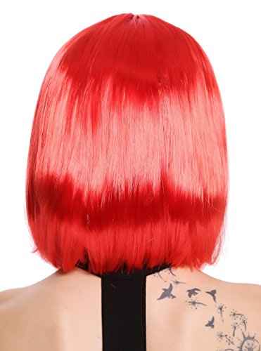 WIG ME UP- 0073-3-PC13 Peluca Mujer Carnaval Halloween Disco Party Corto Longbob Bob Flequillo Rojo