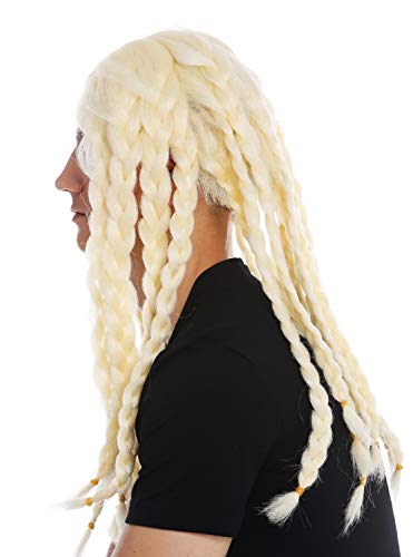 WIG ME UP- 68286-FRP03C Peluca Carnaval Halloween Hombres Mujeres Pelo Largo Trenzado Trenzas Rubio Vikingo Bardo