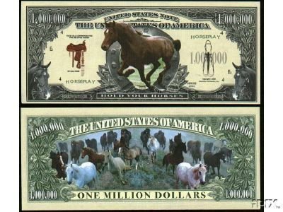 Wild Horse Million Dollar Bill With Bill Protector by The Millions Club