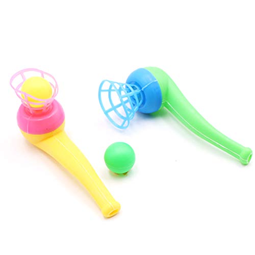 Woorea 12Pcs Color Aleatorio Expuesto Blow Blow Blow Ball Rod Juego de Mesa para niños Equilibrio Entrenamiento Bola Flotante Que sopla Juguetes