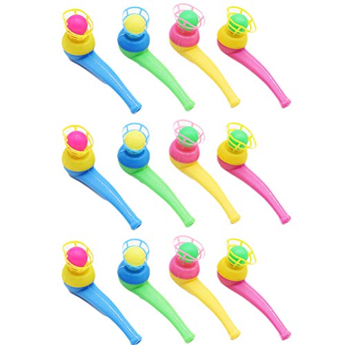 Woorea 12Pcs Color Aleatorio Expuesto Blow Blow Blow Ball Rod Juego de Mesa para niños Equilibrio Entrenamiento Bola Flotante Que sopla Juguetes