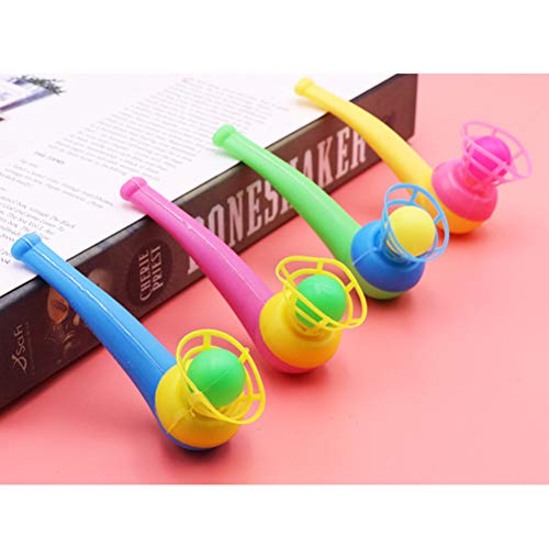 Woorea 12Pcs Color Aleatorio Expuesto Blow Blow Blow Ball Rod Juego de Mesa para niños Equilibrio Entrenamiento Bola Flotante Que sopla Juguetes