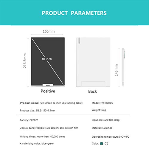 WUHUAROU Tableta de Escritura LCD de Pantalla Completa Ultrafina de 10 Pulgadas, Pizarra electrónica de Escritura a Mano, Bloc de Notas de Escritura para Negocios