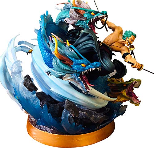 WXIAO HMMOZ Una Pieza GK Figura de acción KO BP Studio Zoro Three Sword Style Dragon Anime Figma Modelo 40 cm Extremo de la Estatua Colección de Juguete Animado Figura (Color : GK Zoro with Box)