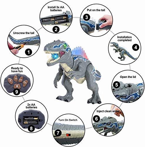 XIAOWEI Juguete Modelo Dinosaurio jurásico, Spray eléctrico Overlord Toy Toy Dinosaur Simulación Colorida Luminosa Se llamará un Juguete de Fuego Que Camina Apto para 4 años y más