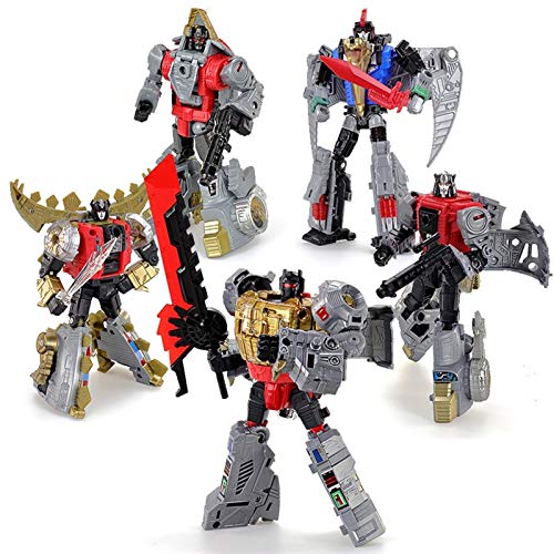 Xihaha Juguètes de tránsformérs, 5in1 Lujosa Acción Figura Robot Transformación Dinking Volcanicus Grimlock Slag Sludge Swoop Swoop Slash Toys Caja De Regalo