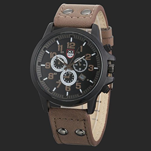 Xinantime Relojes Hombre,Xinan Bolso de Cuero del Deporte de la Correa Reloj Cuarzo Ejército (Café)