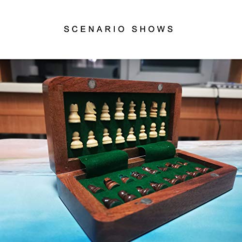 XWW Mini ajedrez portátil de Madera Maciza con Estuche de Almacenamiento, ajedrez de Viaje para Amantes y aprendices del ajedrez, decoración del hogar
