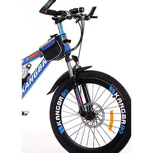 YAOXI Bicicleta De Montaña con Suspensión Amortiguación Horquilla, Bolsillo del Marco Y Sostenedor De Botella De Agua Engranaje 21 De Doble Disco De Freno Niño-Niña Bicicleta,Azul,24Inch