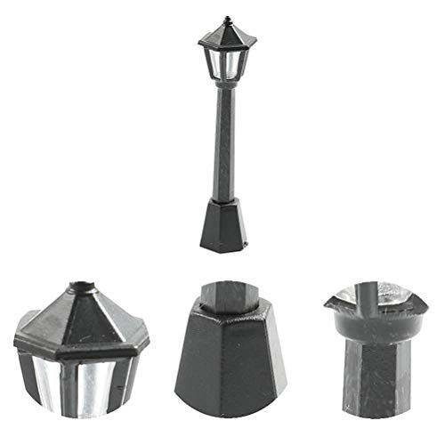 Yardwe Mini Adornos de lámparas de Calle Figuras de Paisaje Micro Decoraciones con Luces de Calle 6pcs (Negro)