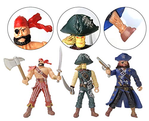 YIJIAOYUN 6 Piezas de acción Figura Piratas de Juguete con Armas / Sea Rover Sea Warriors Figuras Juegos (Cada 3.75 "de Altura)