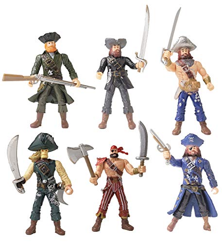 YIJIAOYUN 6 Piezas de acción Figura Piratas de Juguete con Armas / Sea Rover Sea Warriors Figuras Juegos (Cada 3.75 "de Altura)