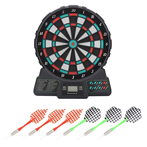 YINUODAY Juego de Dardos Electrónico con Tablero de Dardos Alambre de Araña Radial de Tablero de Cerdas de 15 Pulgadas para Regalos de Juegos de Fiesta Al Aire Libre en Interiores para Adultos Y Niños