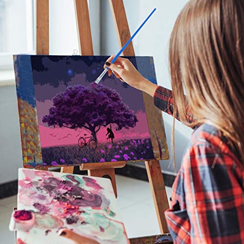 YLXQJIN Kit de pintura por números para adultos, pintado a mano al óleo, para regalo, pintura por números para principiantes y niños, para decoración del hogar, color morado y luna, 40 x 40 cm