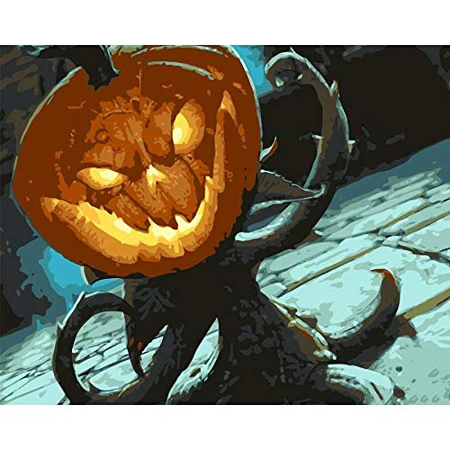 YMLINXI Pintura por Números para Adultos Y Niños Monstruo De Calabaza For Adultos Mayores Avanzada Niños Joven Pintura por Número Kits Decoraciones para El Hogar 16 X 20 Pulgadas