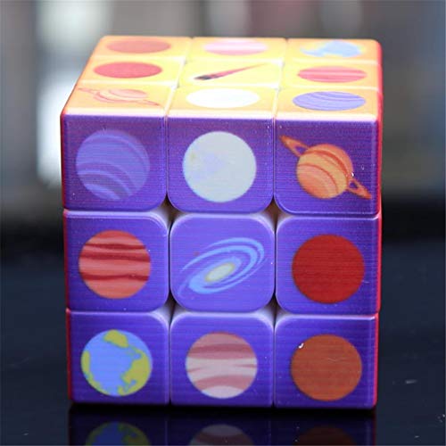 YODZ Magic Cube 3X3 Cubo Sin Etiqueta, Impresión UV Cubo De Velocidad Lisa - Sistema Solar Planeta Fácil Giro Y Rompecabezas Suave Toy Cube - Sólido Y Duradero