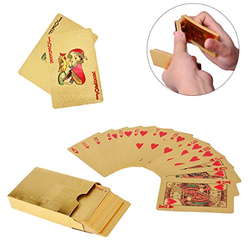 YoungRich Cartas Poker de Oro Póquer de Lujo Con Euro Patrón Impermeable para Regalo, Juegos de Naipes Trucos de Magia en Fiesta