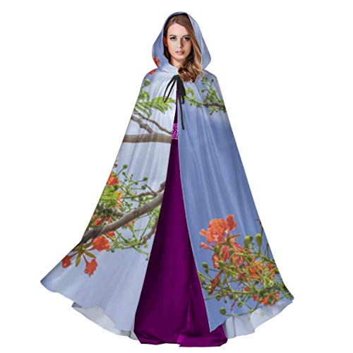 Yushg Red Royal Poinciana Flowers Bloom Adult Cloak Cloaks para Adultos 59 Pulgadas para Navidad Disfraces de Halloween Cosplay