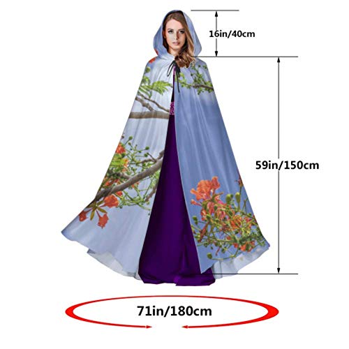 Yushg Red Royal Poinciana Flowers Bloom Adult Cloak Cloaks para Adultos 59 Pulgadas para Navidad Disfraces de Halloween Cosplay