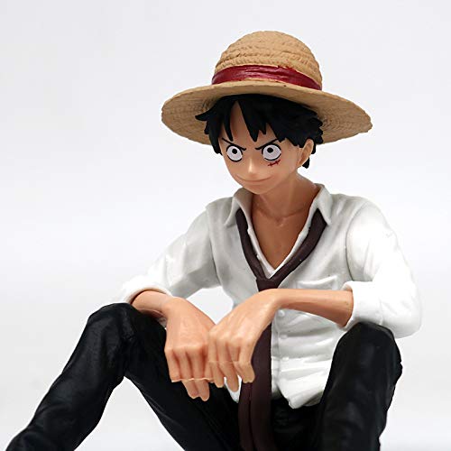 YUY Una Pieza Luffy Sentado Decoración Adornos Figuras De Anime PVC Personaje Estatua Modelo, Juguetes Figuras Coleccionables Regalo De Cumpleaños De Navidad para Niños