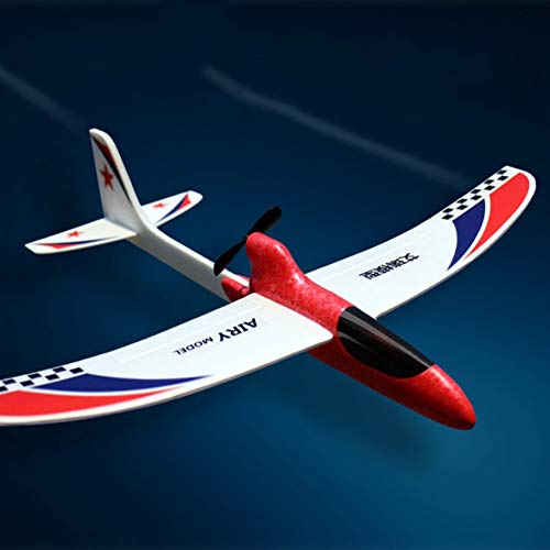 Yzki RC Juguete de avión eléctrico, espuma EPP mando a distancia con 2.4 GHz con funda de batería, juguete volador de mano para niños, Rojo, Tamaño libre