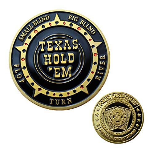 ZDANG 2 Piezas de Metal Poker Chip Guard Card Protector Coin Par de ases Chapado en Oro con Caja de plástico Redonda Metal Craft Poker Chips Poker Game un Regalo para coleccionista