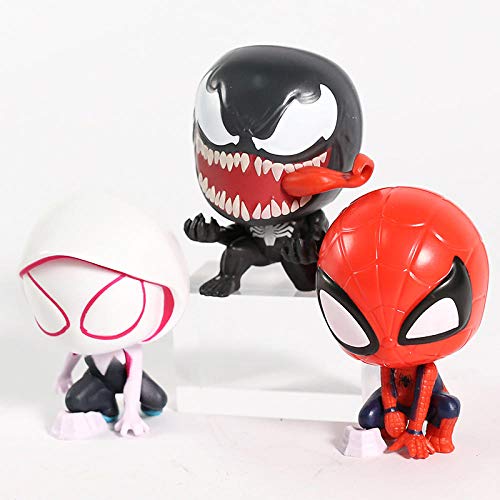 zdfgv 3 unids/Set Spiderman Spider Gwen Stacy Venom PVC Figuras de acción Juguetes 7.5cm