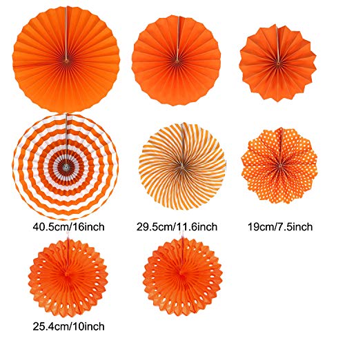 Zerodeco ZEORDECO Abanicos de Papel Bola de Nido Pom Poms Ventilador de Papel para Colgar Decoración para Cumpleaños Boda Carnaval Bebé Ducha Home Party Supplies Decoración - Naranja