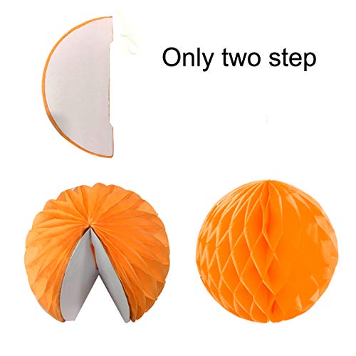 Zerodeco ZEORDECO Abanicos de Papel Bola de Nido Pom Poms Ventilador de Papel para Colgar Decoración para Cumpleaños Boda Carnaval Bebé Ducha Home Party Supplies Decoración - Naranja