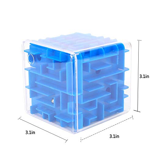 Zerodis Juguete clásico de Laberinto cúbico, Juego de Rompecabezas de plástico Juguete Laberinto Tridimensional Juguete Creativo Favorito de los niños(Azul)