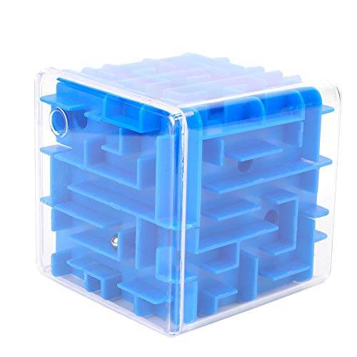 Zerodis Juguete clásico de Laberinto cúbico, Juego de Rompecabezas de plástico Juguete Laberinto Tridimensional Juguete Creativo Favorito de los niños(Azul)