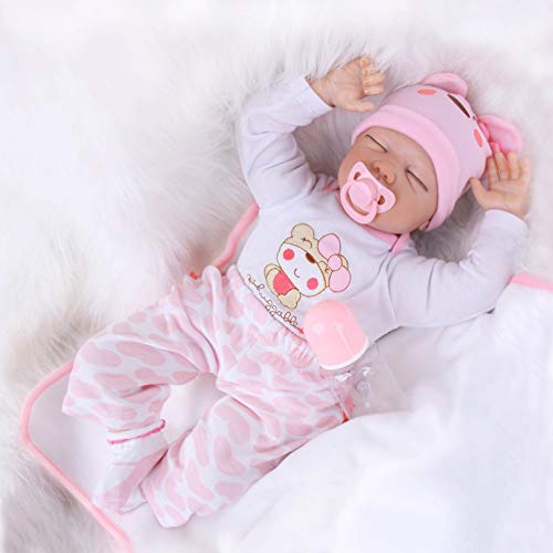 ZIYIUI 22 "Sleeping Reborn Baby Dolls Vinilo Suave Muñecas de Silicona Reborn Girls Real Life Newborn Muñecas Bebe