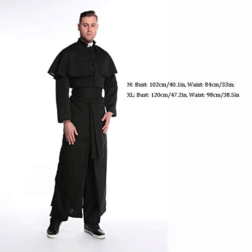 ZNZN Disfraces de Halloween para Hombres El Traje Traje Adulto de Halloween Cosplay Padrino Sacerdote Sacerdote efectúa el Traje Negro Disfraces (Color : Black, tamaño : Godfather 2)