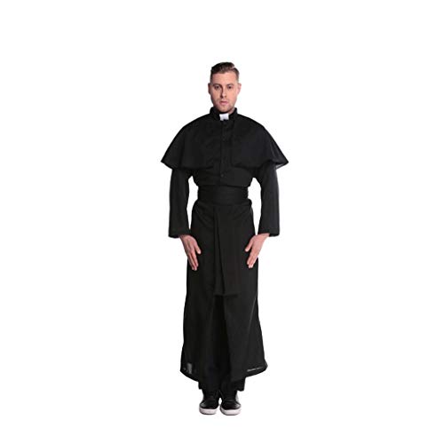 ZNZN Disfraces de Halloween para Hombres El Traje Traje Adulto de Halloween Cosplay Padrino Sacerdote Sacerdote efectúa el Traje Negro Disfraces (Color : Black, tamaño : Godfather 2)