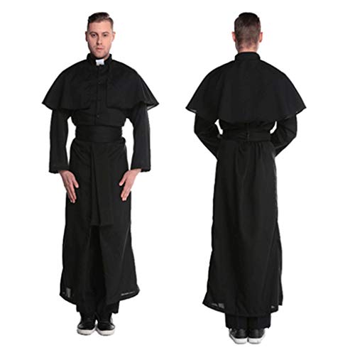 ZNZN Disfraces de Halloween para Hombres El Traje Traje Adulto de Halloween Cosplay Padrino Sacerdote Sacerdote efectúa el Traje Negro Disfraces (Color : Black, tamaño : Godfather 2)