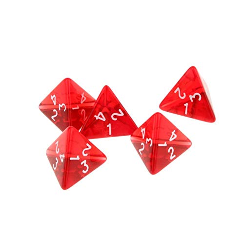 Zonfer 40 Piezas 4 Caras Dados Set D4 Dragones De Mazmorras Juego De Mesa De Acrílico Rojo Poliédrica Dados Poliédrica 4-Die Set Dados