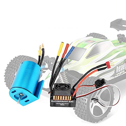 Zouminyy Motor Sin Escobillas 540, Juego De Motor Sin Escobillas para Coche RC 540 Motor Sin Escobillas 60A Equipo De DireccióN EléCtrica Esc Kit para Coche RC 1/18 A959 A979 A969 Accesorio