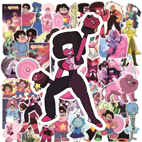 ZXXC 50 Piezas Divertidas Pegatinas de Anime Steven Universe Equipaje de Viaje Guitarra Nevera portátil Impermeable Pegatina de Dibujos Animados calcomanías de Broma para niños