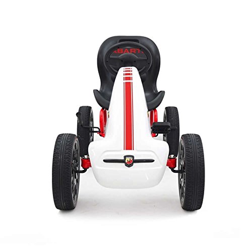 Babycoches Kart Coche de Pedales Fiat Abarth, Ruedas neumaticas, carenado de Proteccion, Freno de Mano, Asiento Regulable, Color Blanco