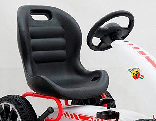 Babycoches Kart Coche de Pedales Fiat Abarth, Ruedas neumaticas, carenado de Proteccion, Freno de Mano, Asiento Regulable, Color Blanco