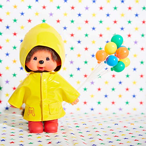 BANDAI- Monchhichi-Encerado icónico (20 cm), Color Amarillo