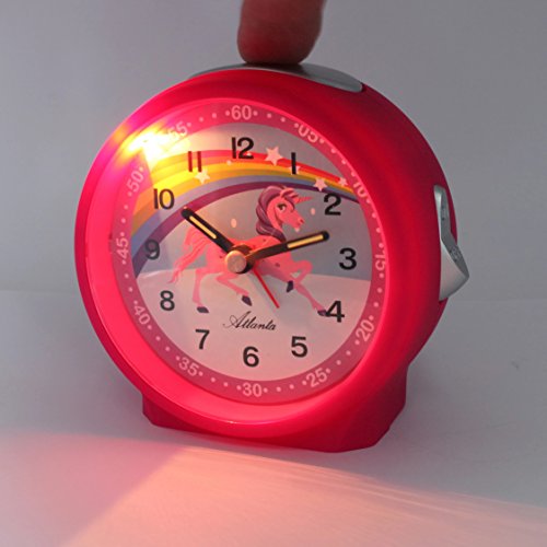 Despertador infantil Atlanta, unicornio, rosa, con reloj de pulsera – 1981 – 17 KAU