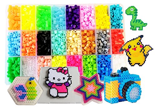 Abalorios cuentas de hierro-4500pcs 24colores(4 brillar en oscuridad)3 Pegboard+75 imagine(15tamaño completo)+5papel de hierro+2 pinzas+DIY Bolsa Hama Beads Compatible